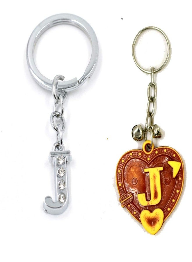 AFH Alphabet Letter J Key Ring Key Chain Combo (Metal, Plastic)